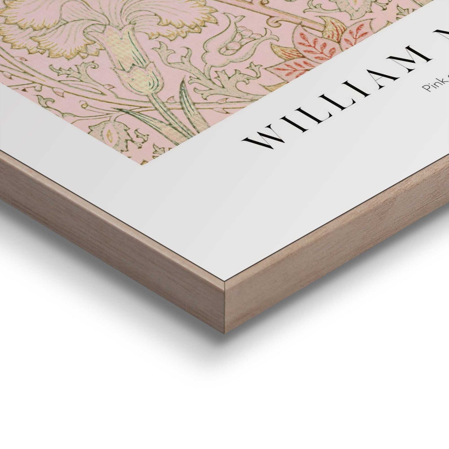 Framed in Wood William Morris - pink and rose 50x40