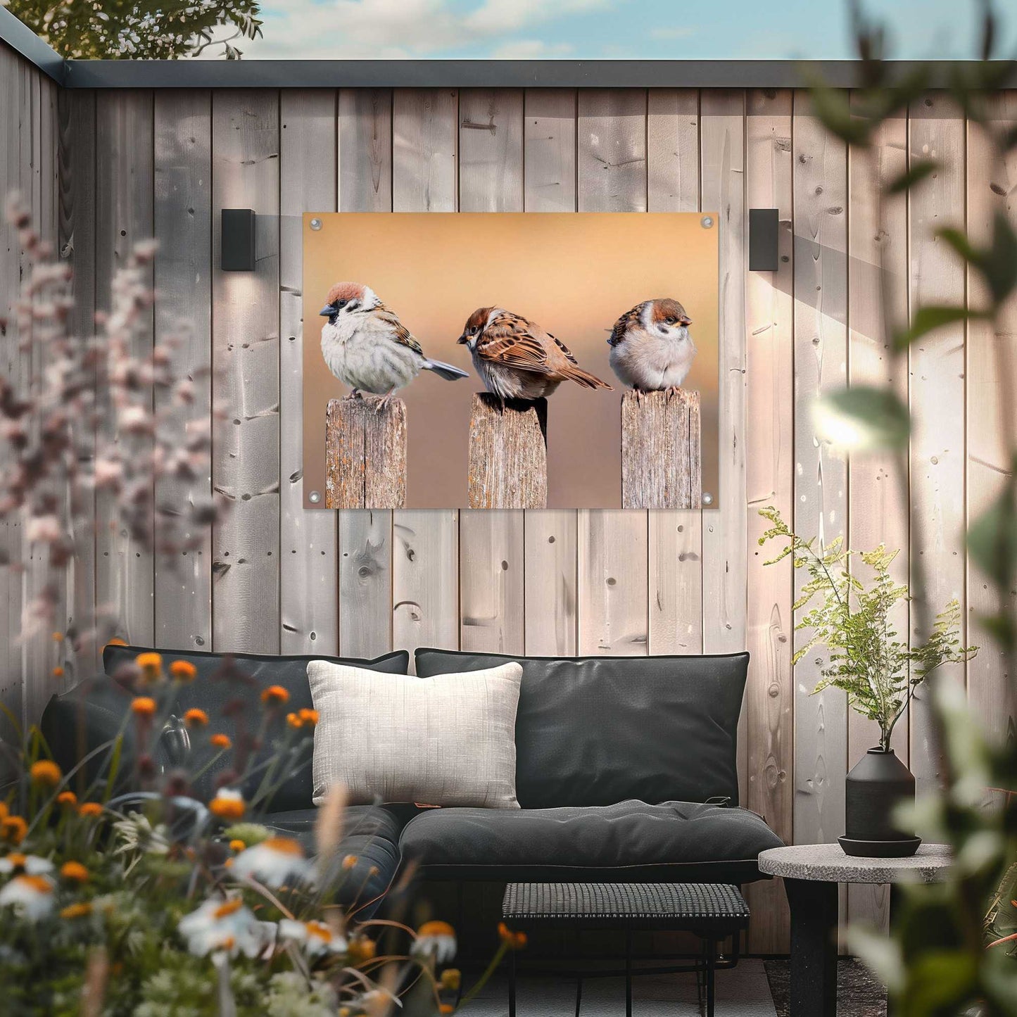 Outdoor Art Sparrows 50x70