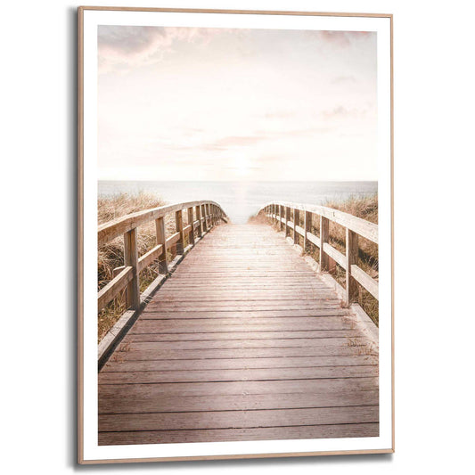 Framed in Wood Jetty to the Sea 70x50