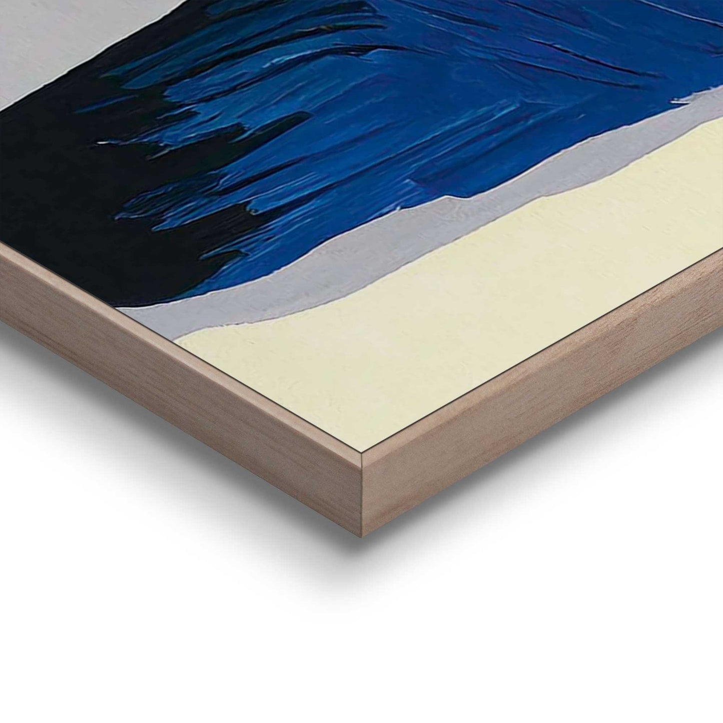 Framed in Wood Flowers in Blue and Orange 70x50