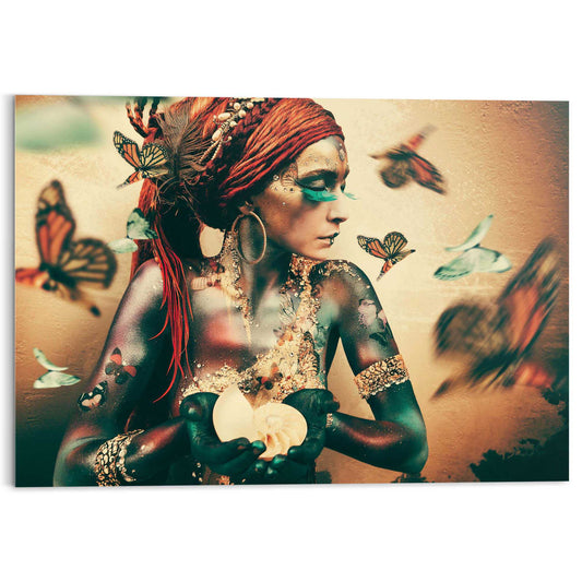Plexiglass painting Boho Butterfly Woman 70x100