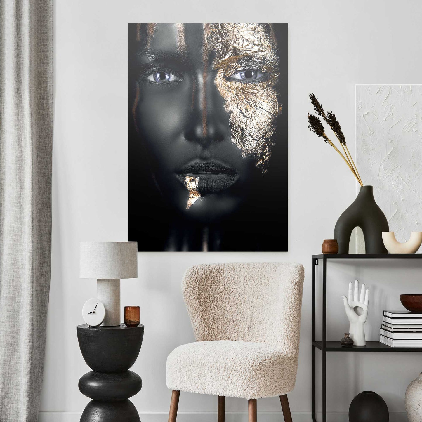 Plexiglass painting Gold Touch Face 100x70