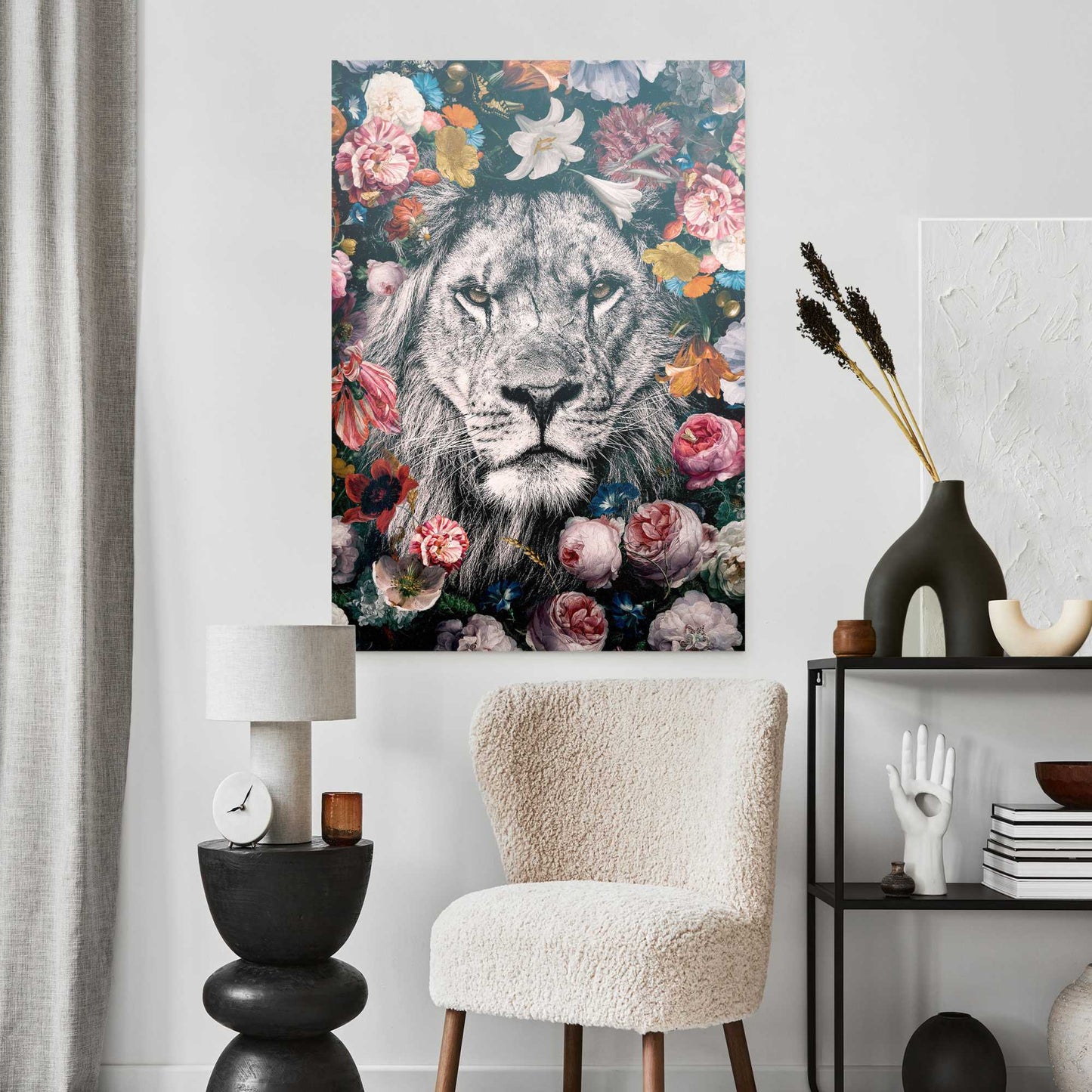 Plexiglass painting Flowery Lion 100x70