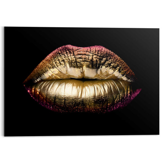 Plexiglass painting Golden Lips 70x100