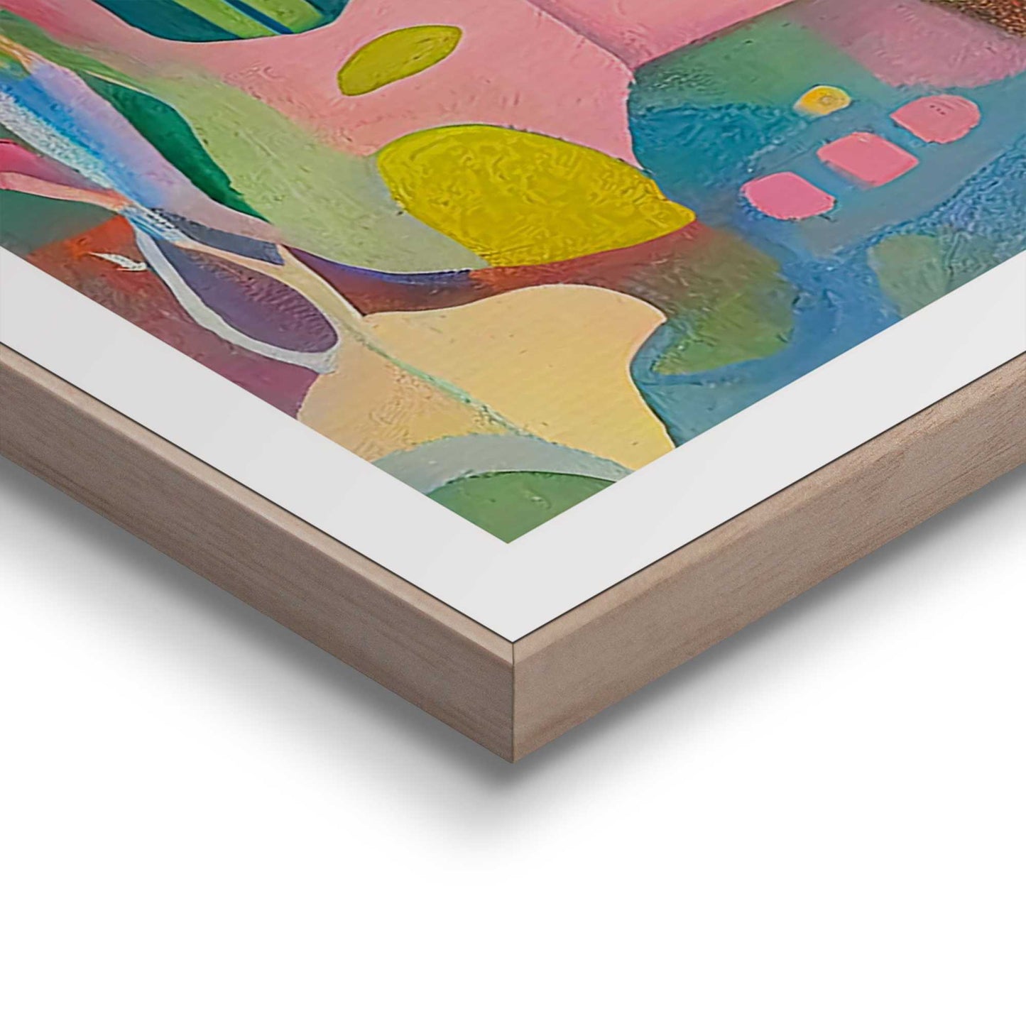 Framed in Wood Colourful Abstract 50x40
