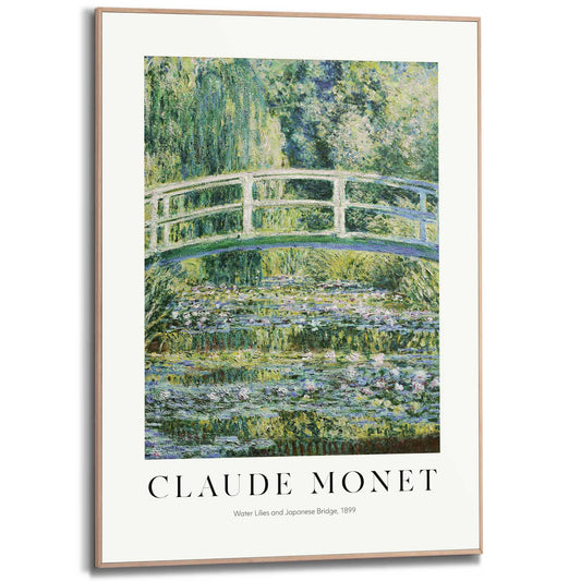 Framed in Wood Monet - waterlilies and Japanese Bridge 70x50