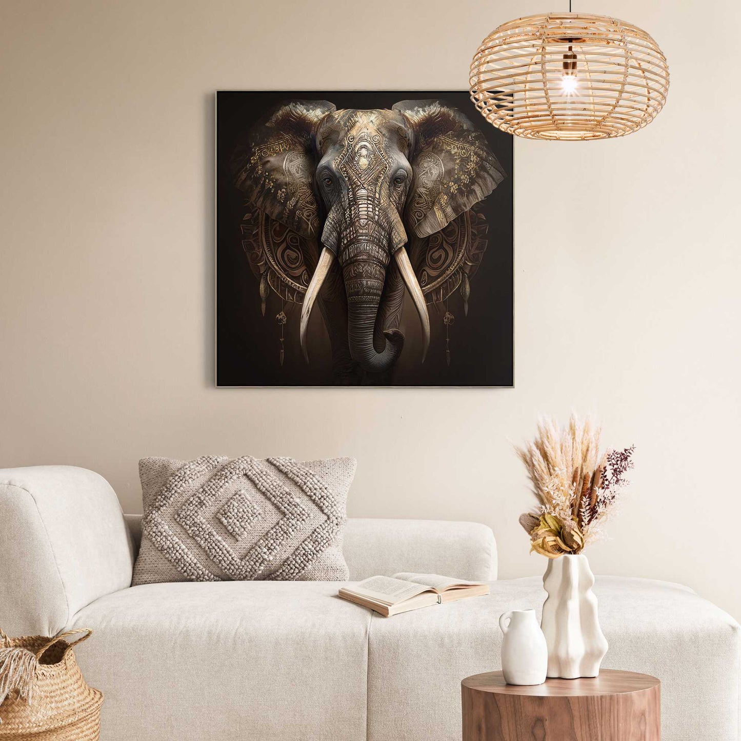 Canvas walldecoration Fantasy Elephant 80x80