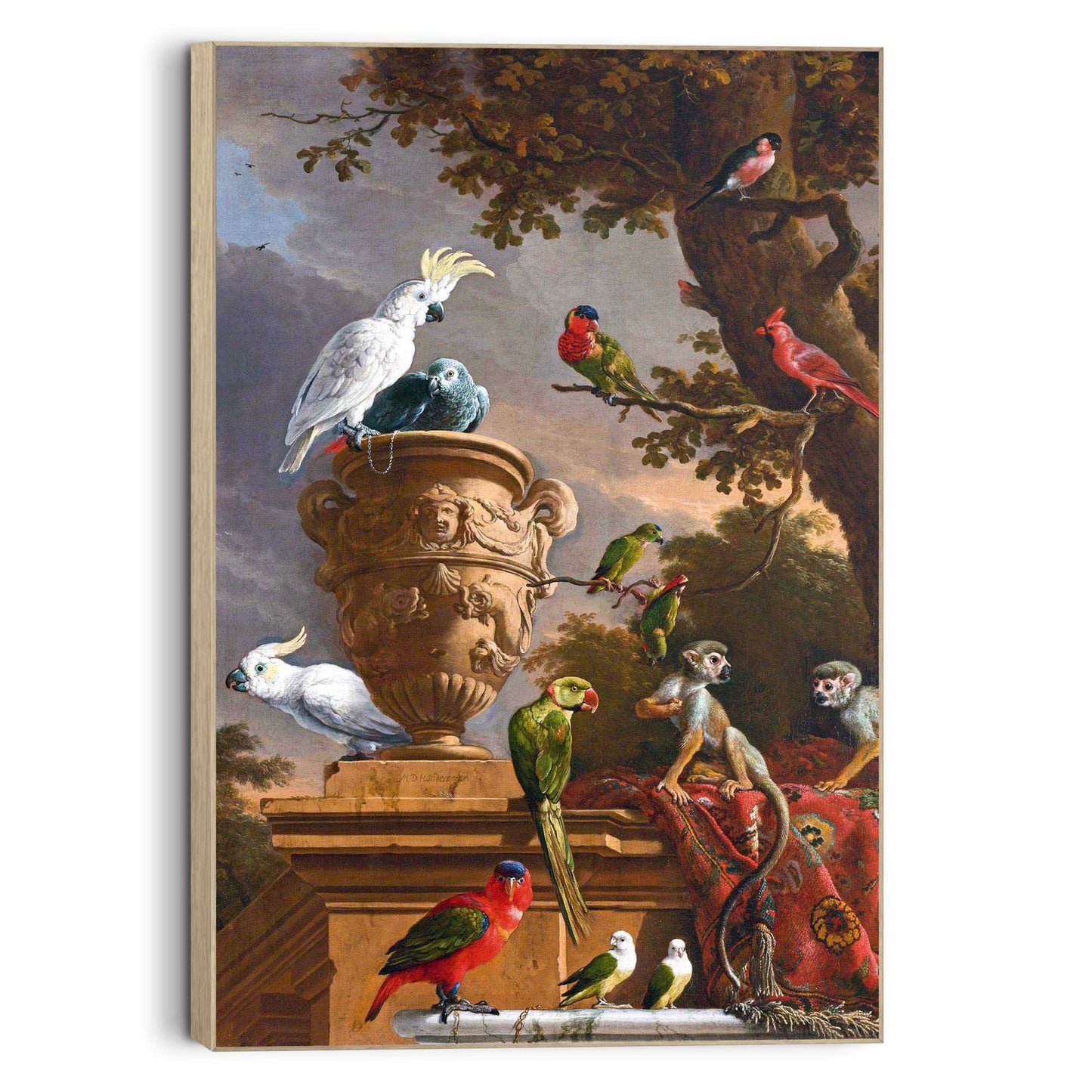 Framed Picture Melchior d'Hondecoeter - menagerie 90x60