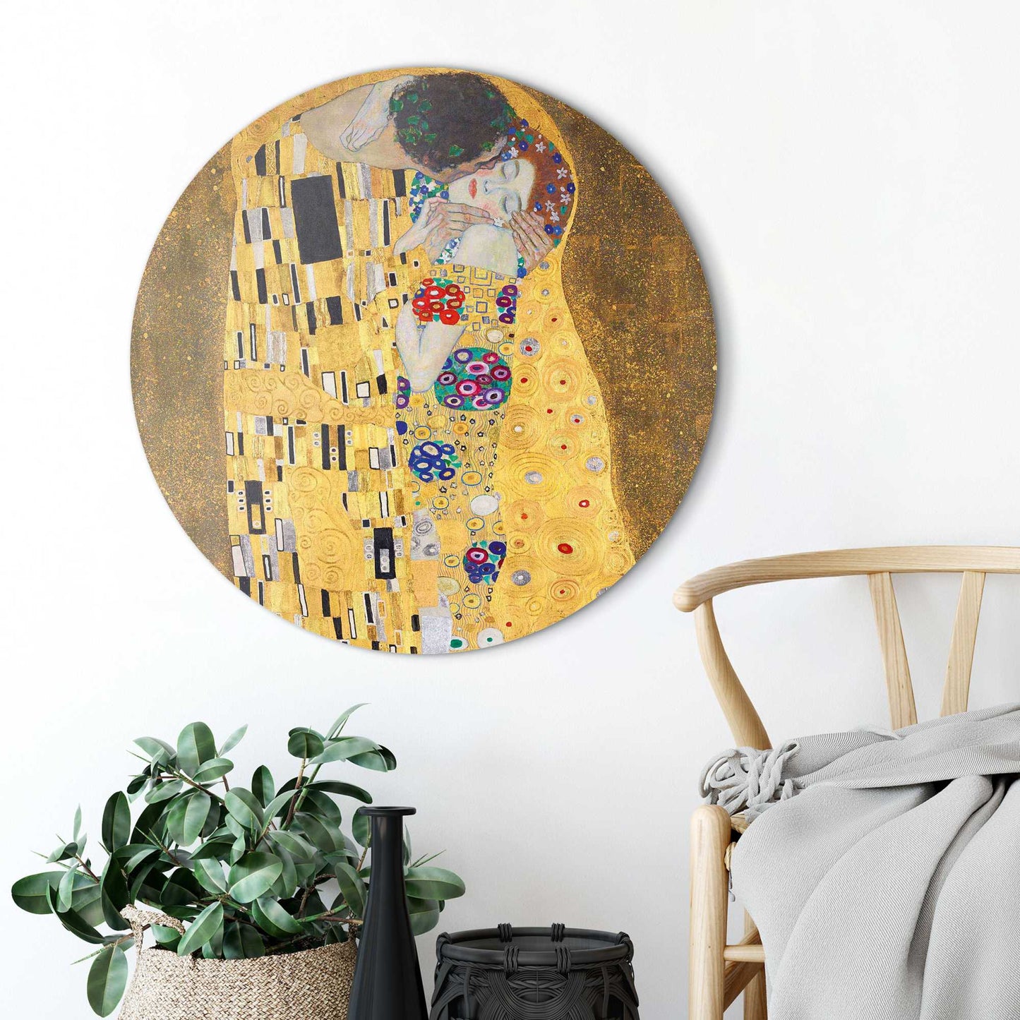 Painting Gustav Klimt - the kiss 80 Rond