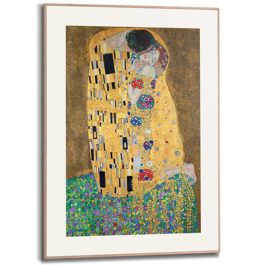 Framed in Wood Gustav Klimt - the kiss 70x50