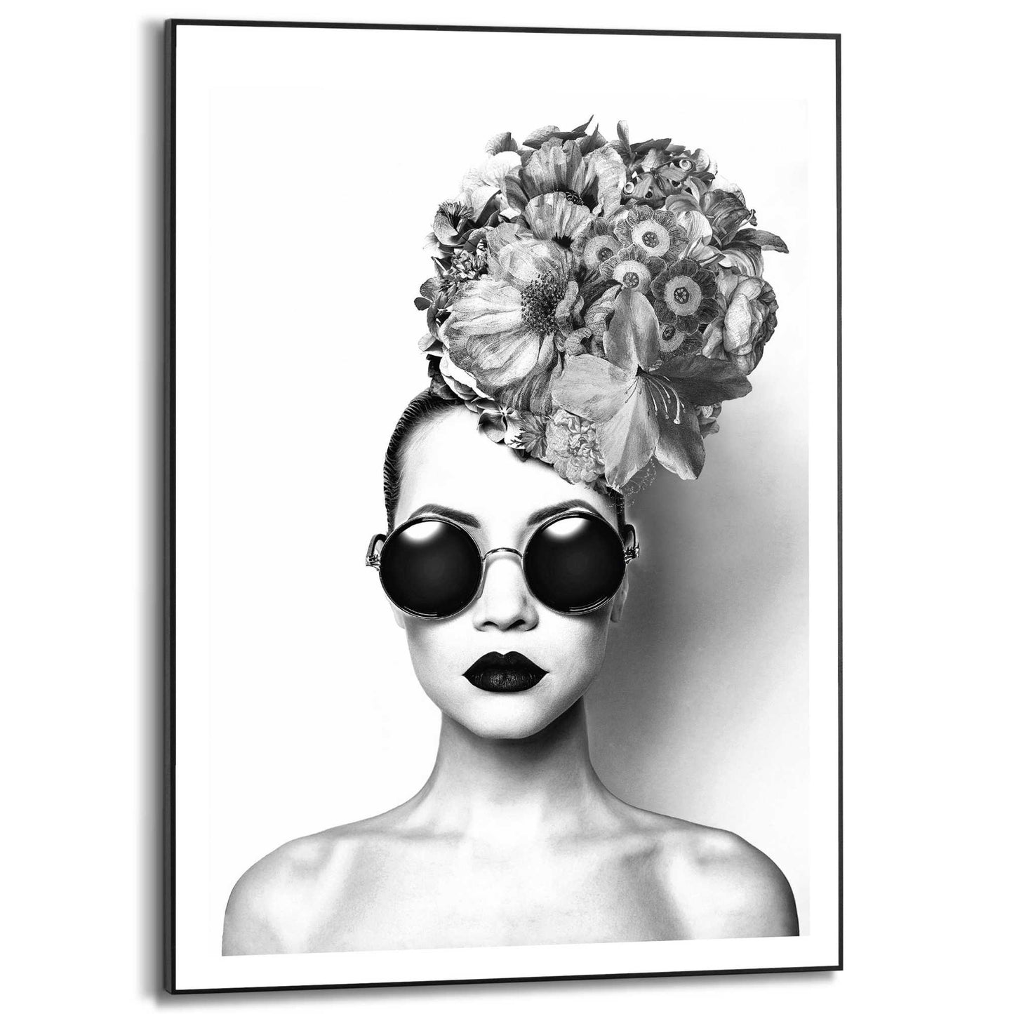 Framed in Black Flower Glasses 70x50