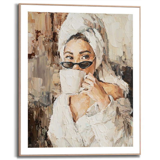 Framed in Wood Morning Coffee 50x40