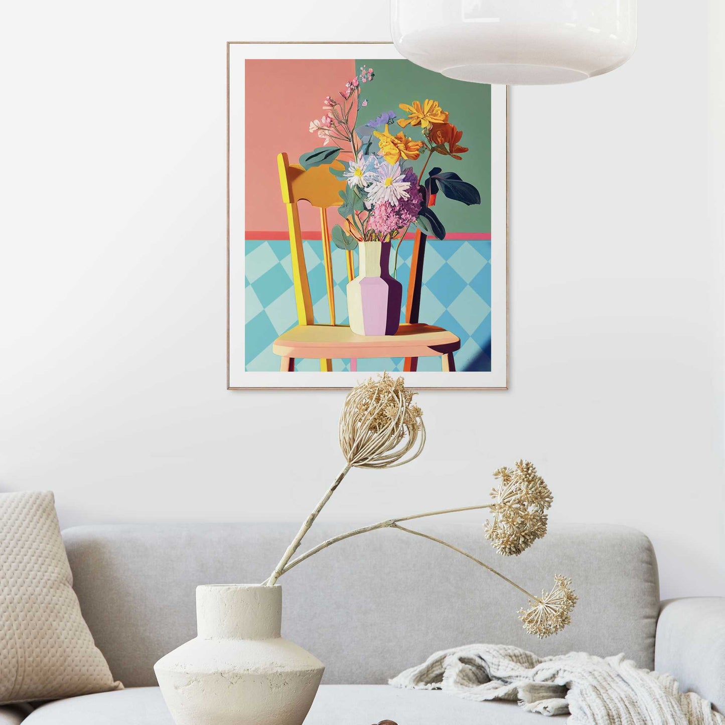 Framed in Wood Multi Flower Chair 50x40