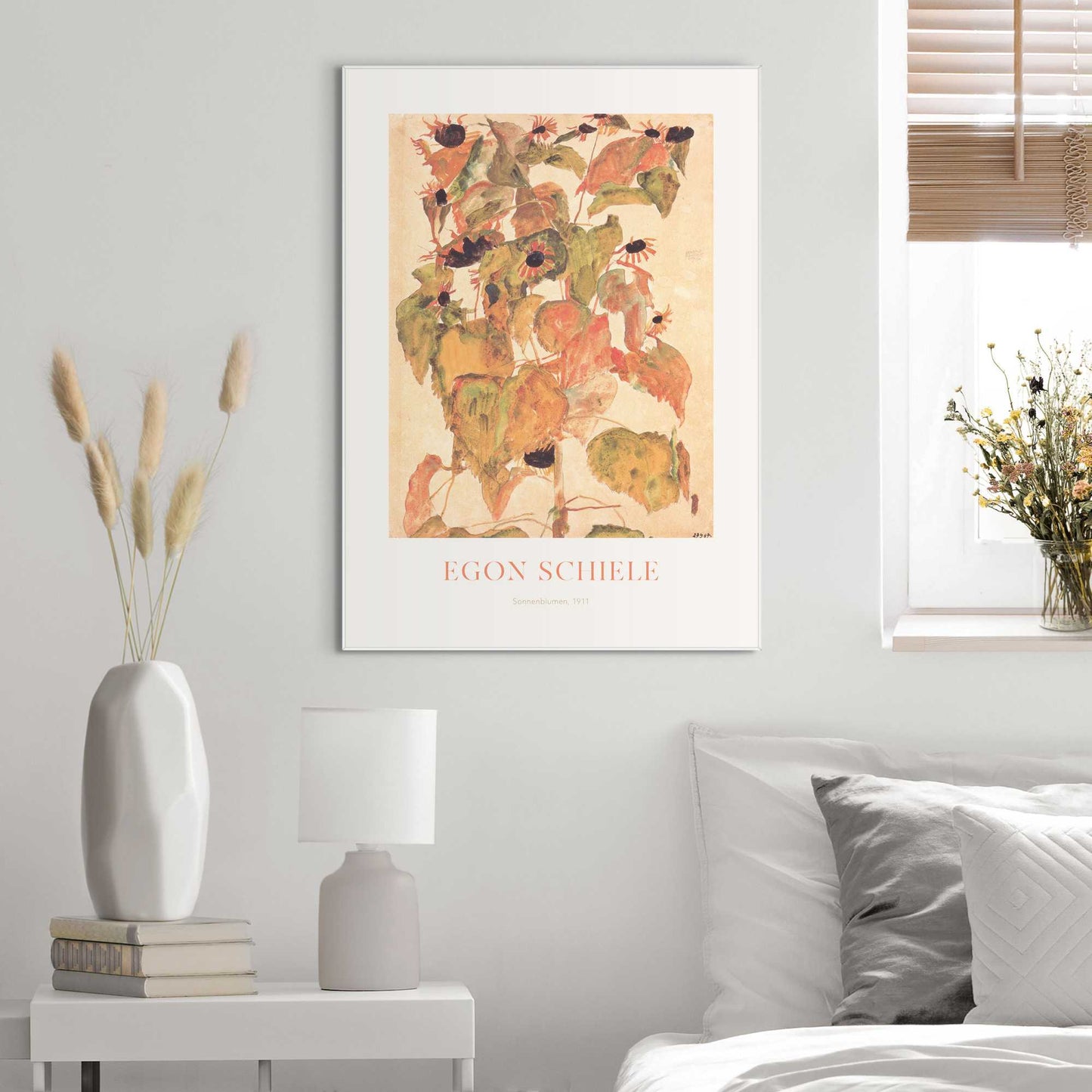 Framed in White Egon Schiele - sunflowers 70x50