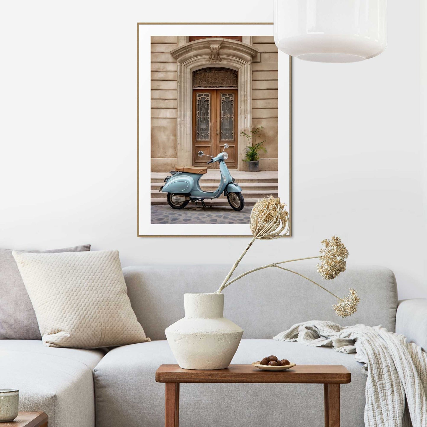 Framed in Wood Vespa Pose 70x50