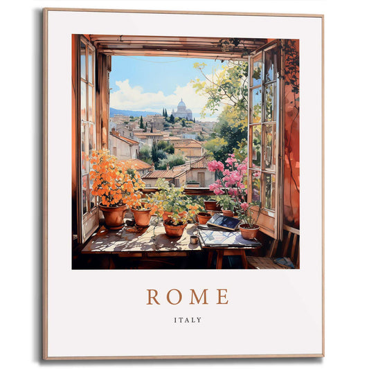 Framed in Wood After Summer - Rome 50x40