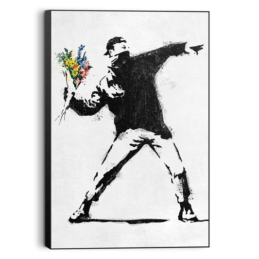 Framed Picture Banksy - the flower thrower 90x60