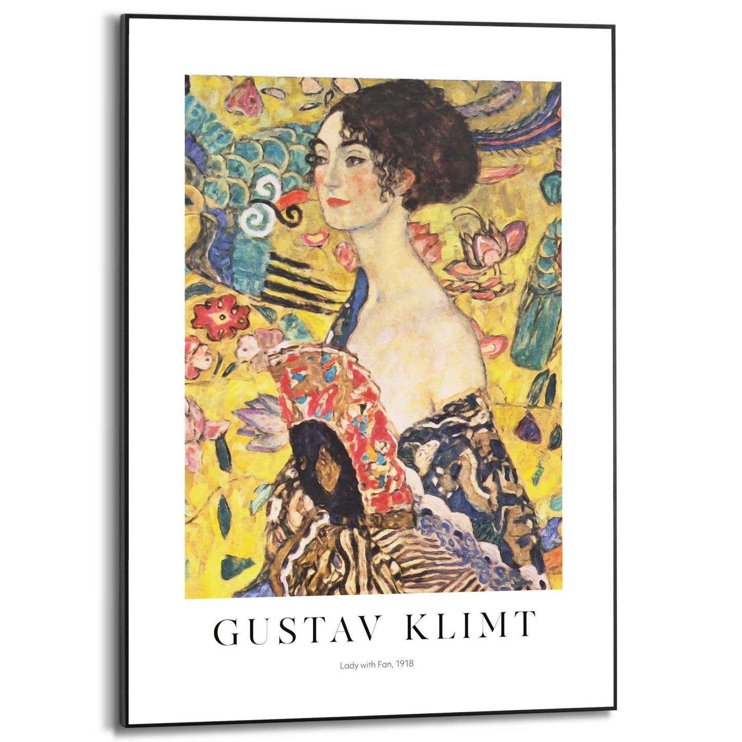 Framed in Black Gustav Klimt - lady with fan 70x50