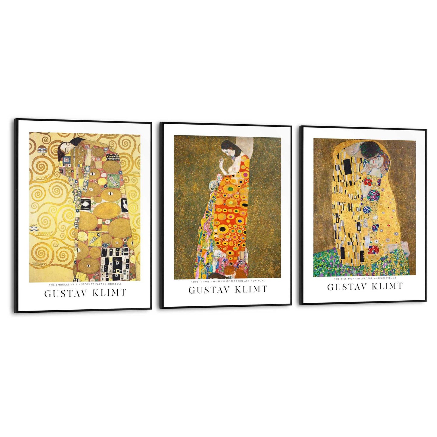 Framed in Black Gustav Klimt Set 40x30