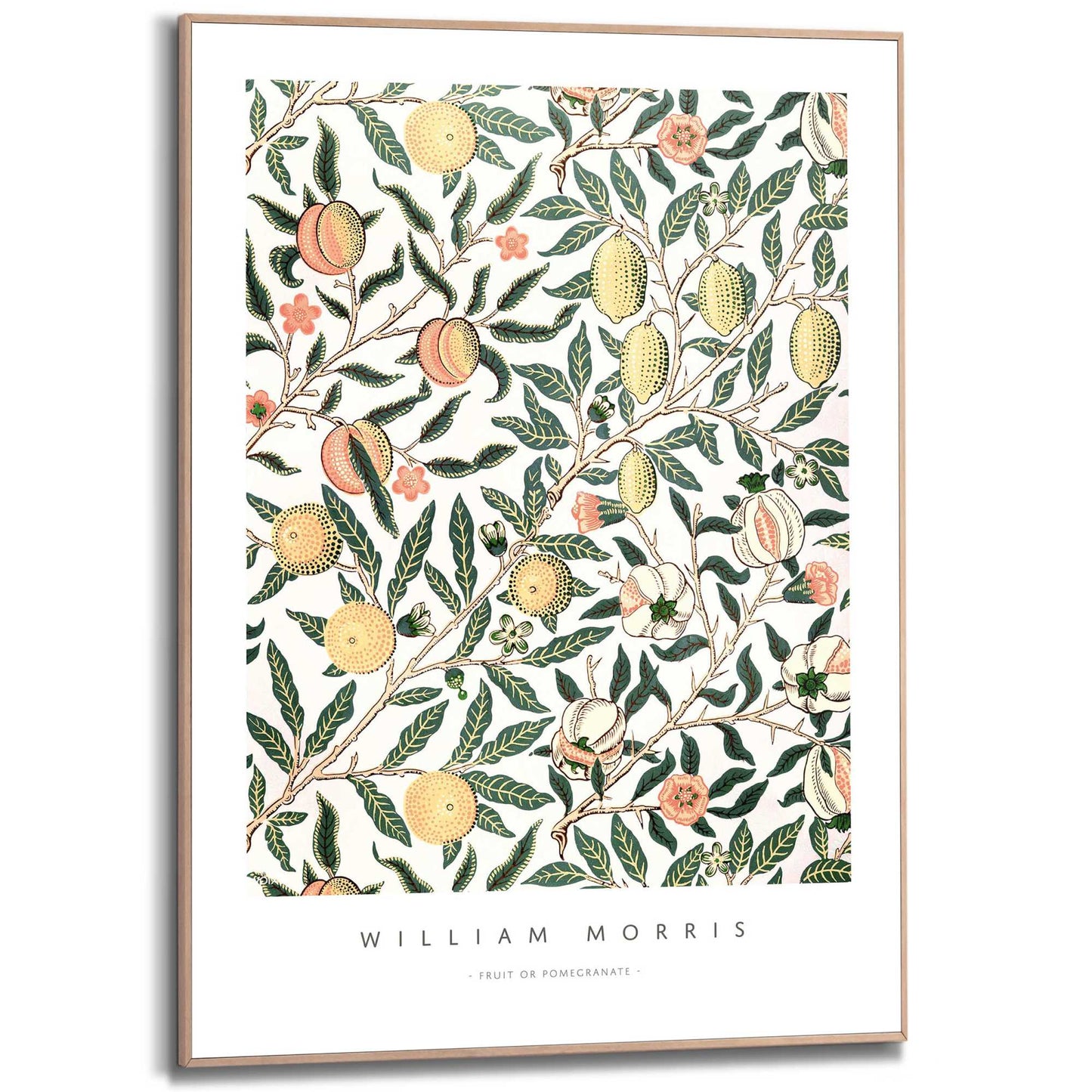 Framed in Wood William Morris - fruit or pomegranate 70x50