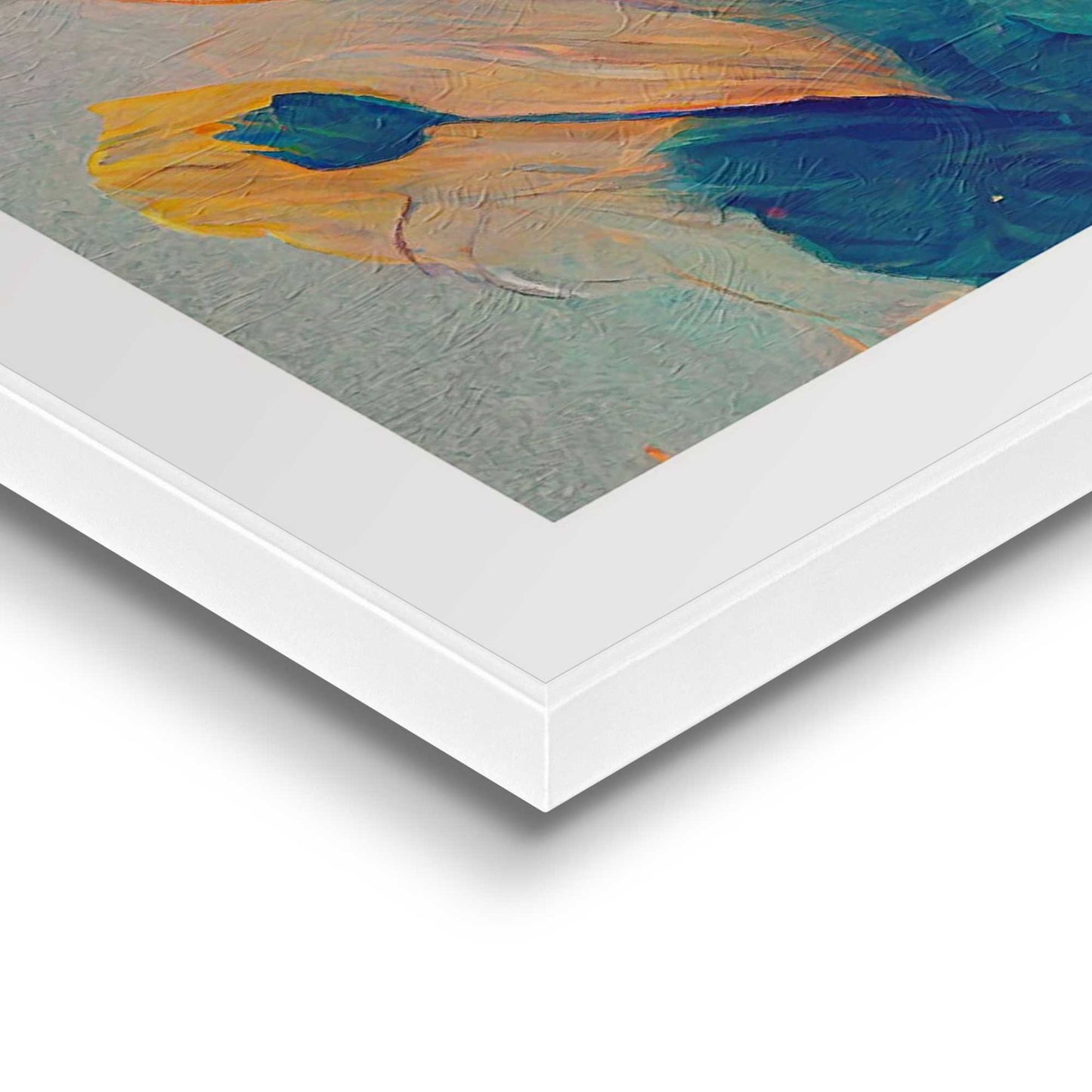 Framed in White Colourful Painted Flowers II 50x40