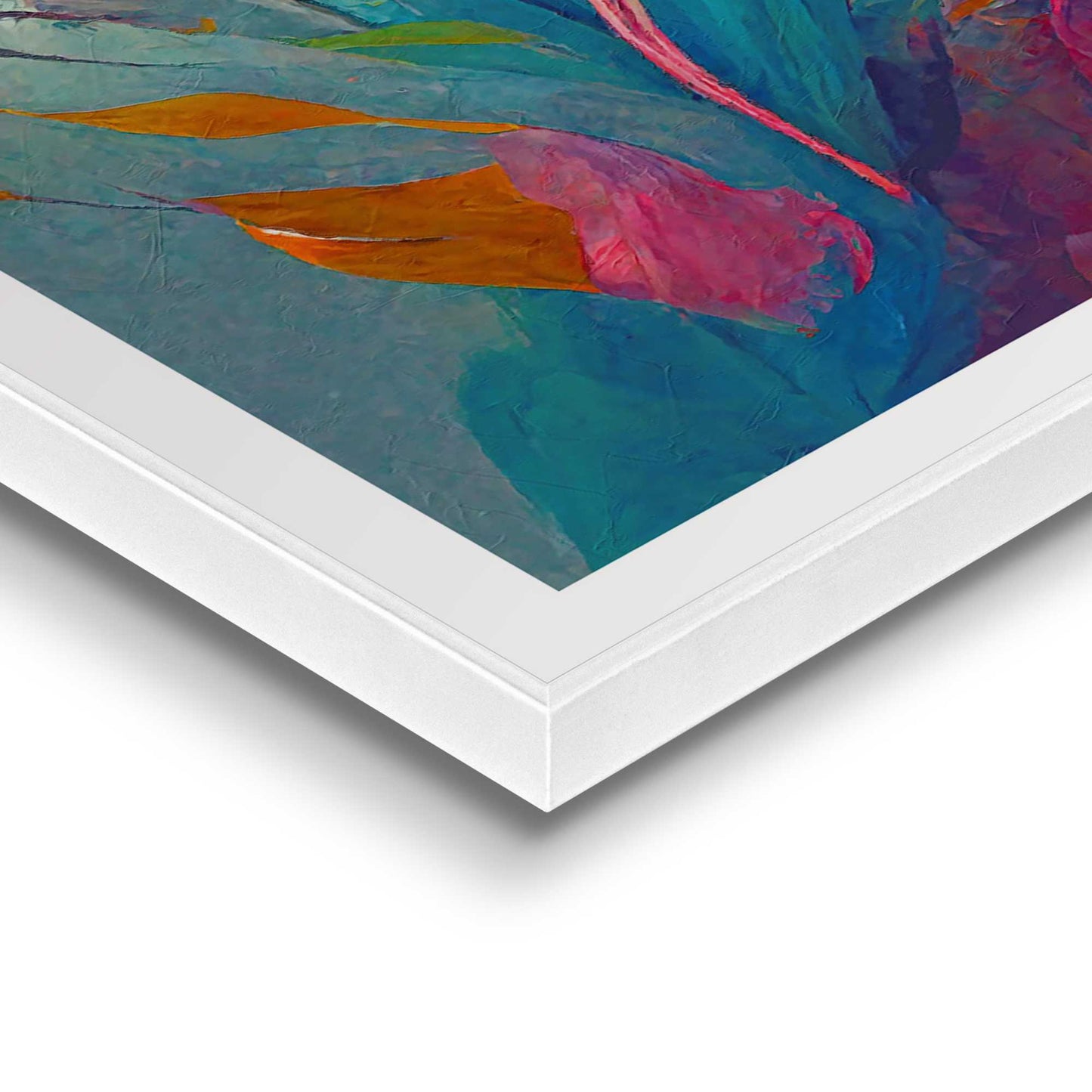 Framed in White Colourful Painted Flowers I 70x50