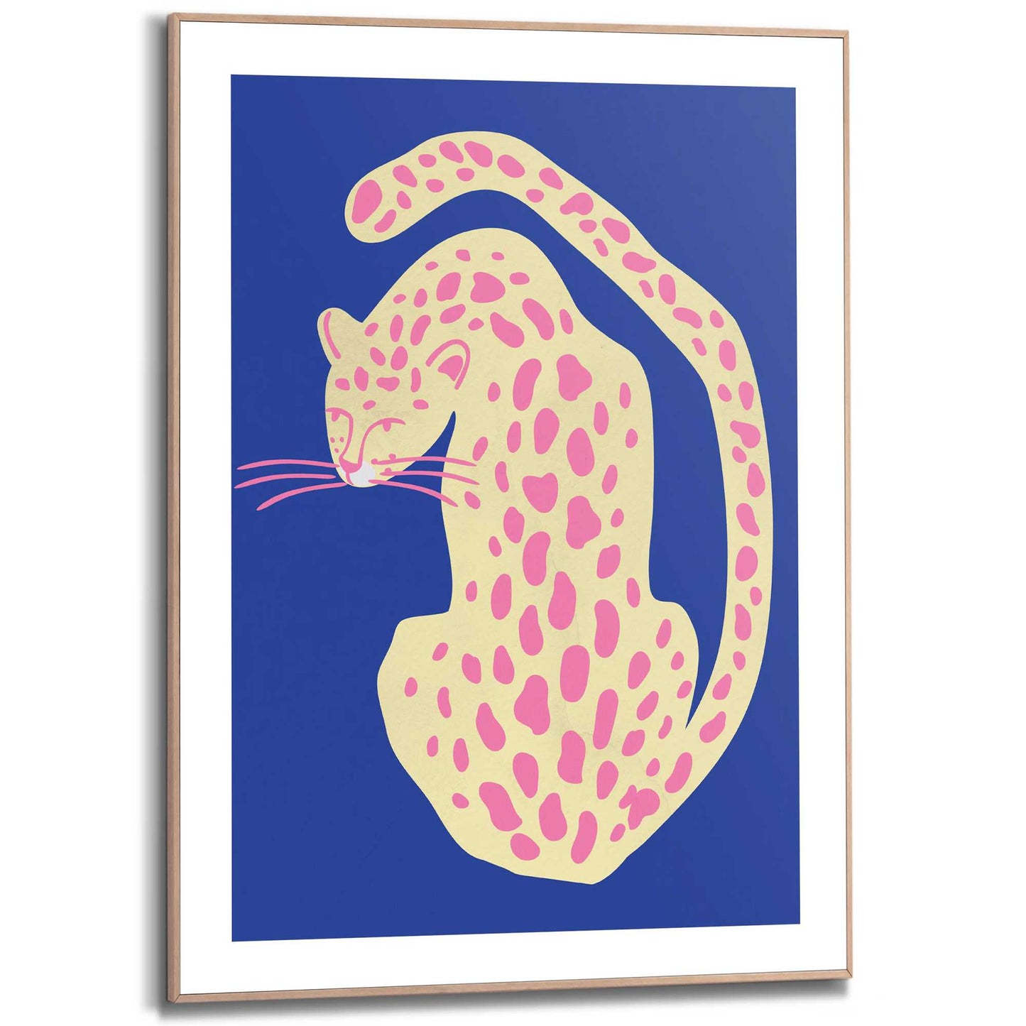 Framed in Wood Blue Panther 70x50