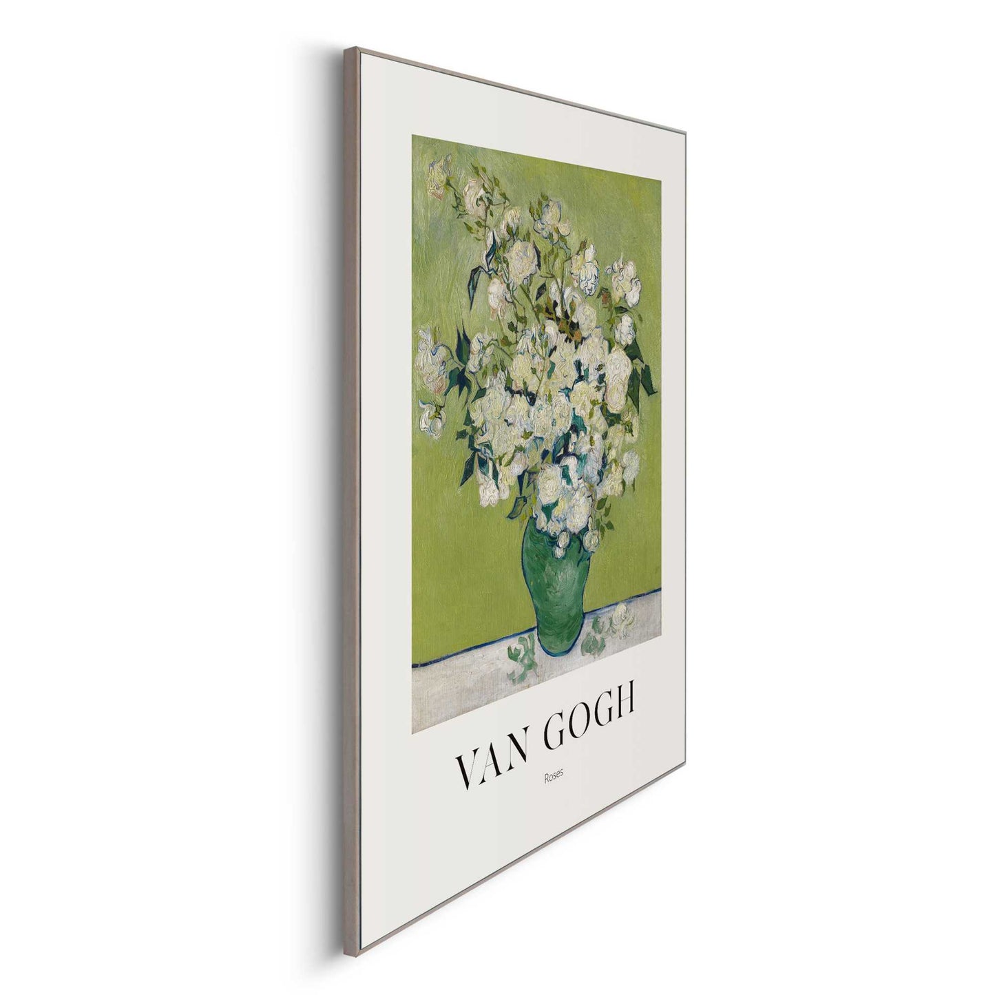 Framed in Wood Van Gogh - white roses 70x50