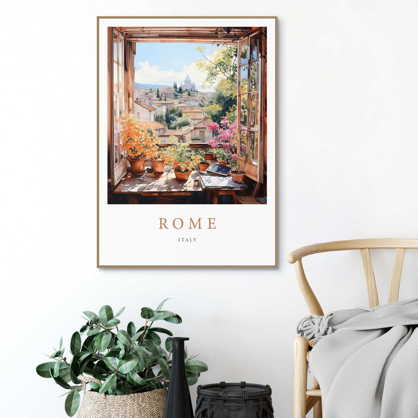 Framed in Wood After Summer - Rome 70x50