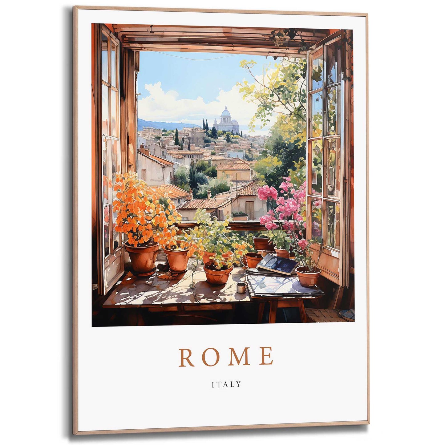 Framed in Wood After Summer - Rome 70x50