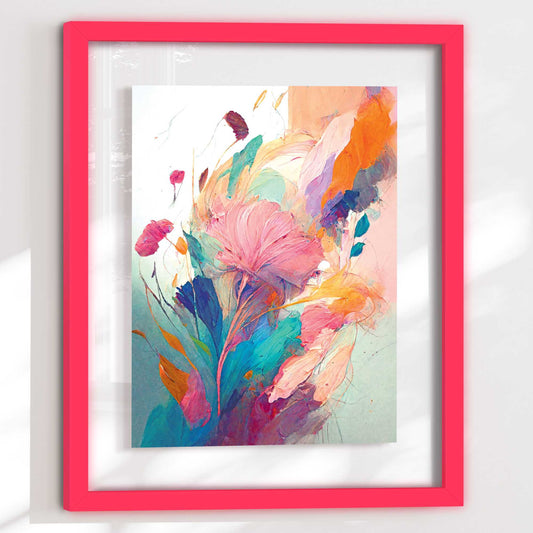 Framed Acryl Colourful Painted Flowers I 50x40