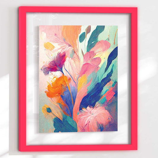 Framed Acryl Colourful Painted Flowers II 50x40