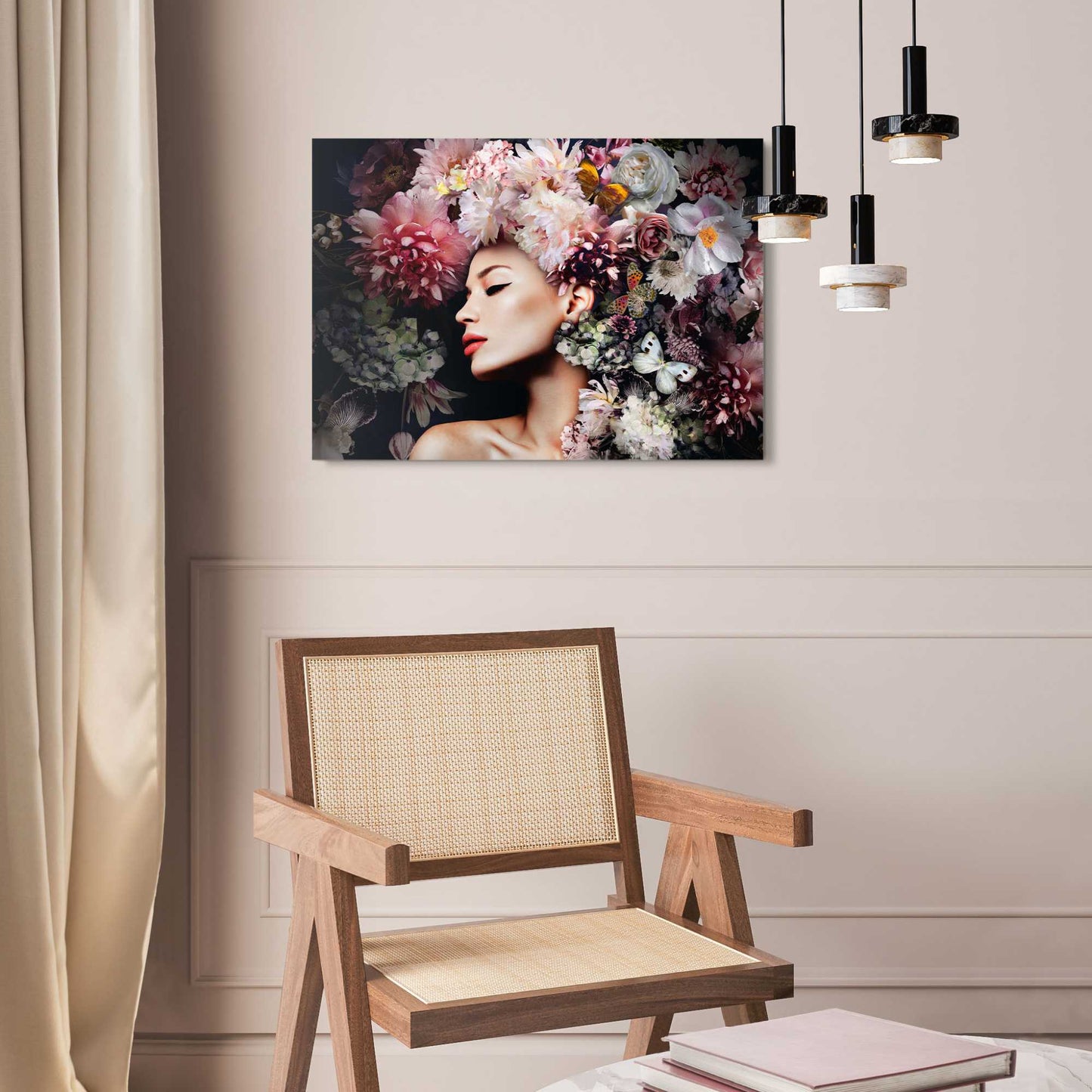 Acrylic painting Flower Lady 50x70