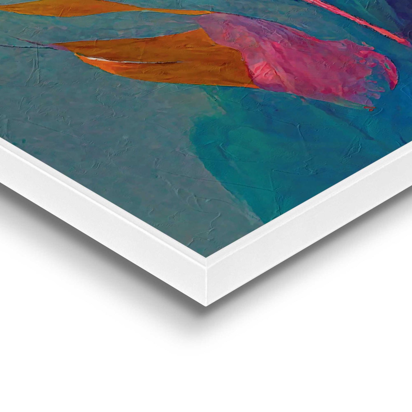 Framed in White Colourful Painted Flowers Set 50x40