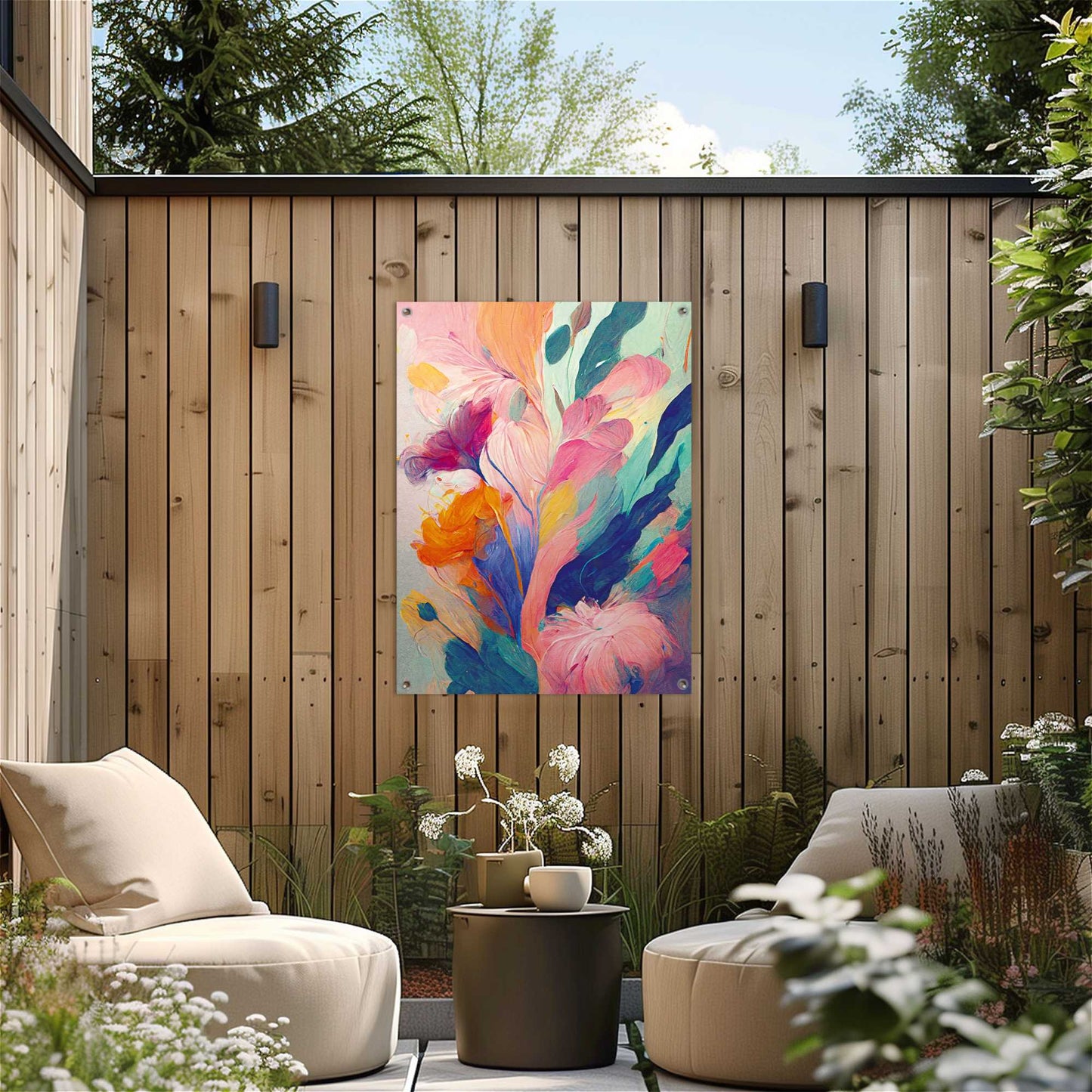 Outdoor Art Colourful Painted Flowers II 70x50