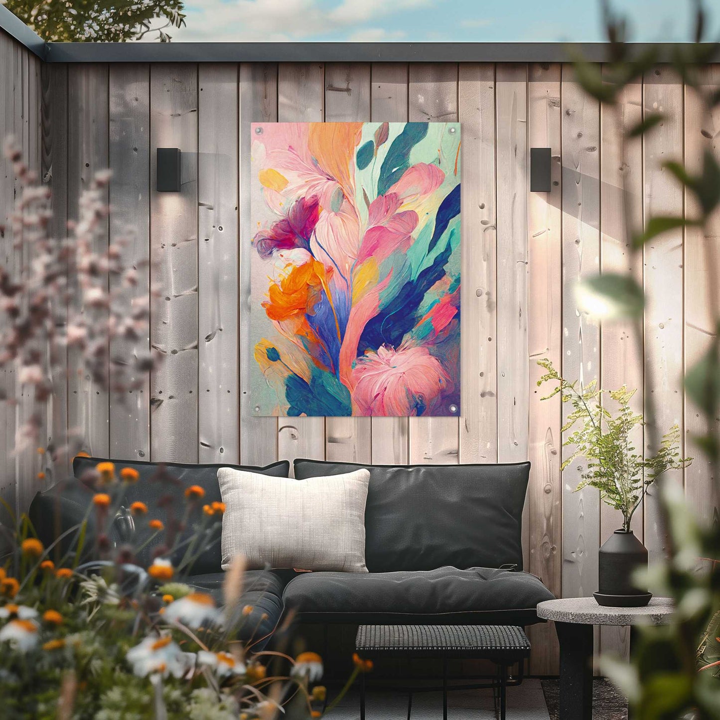 Outdoor Art Colourful Painted Flowers II 70x50