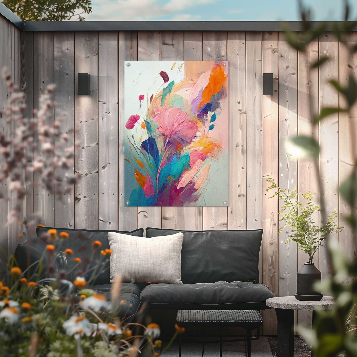 Outdoor Art Colourful Painted Flowers I 70x50