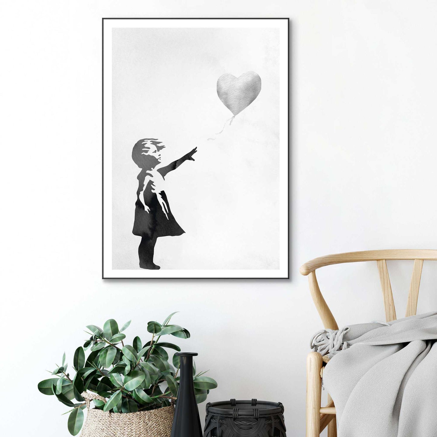Framed in Black Girl With Balloon 70x50