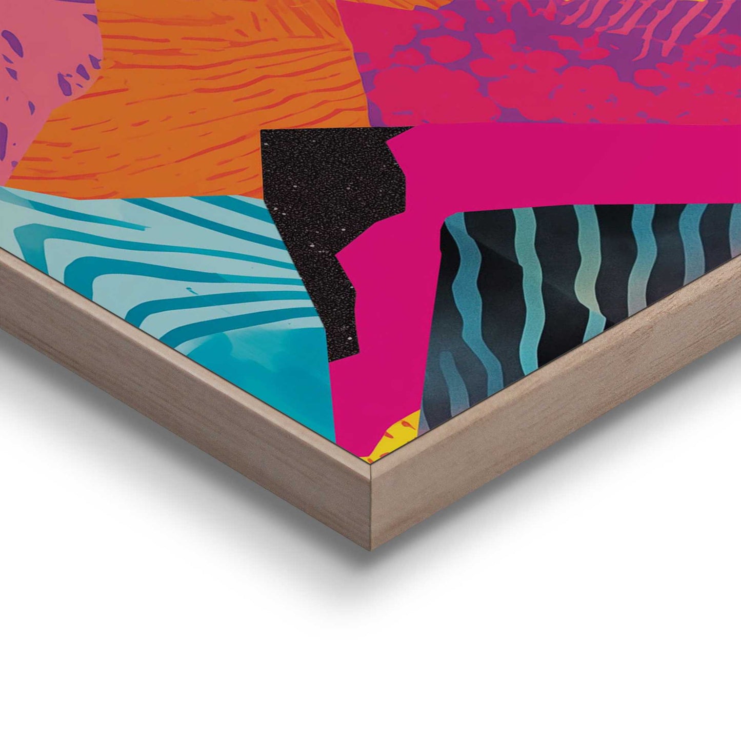 Framed in Wood Abstract Colour Mountains 50x40