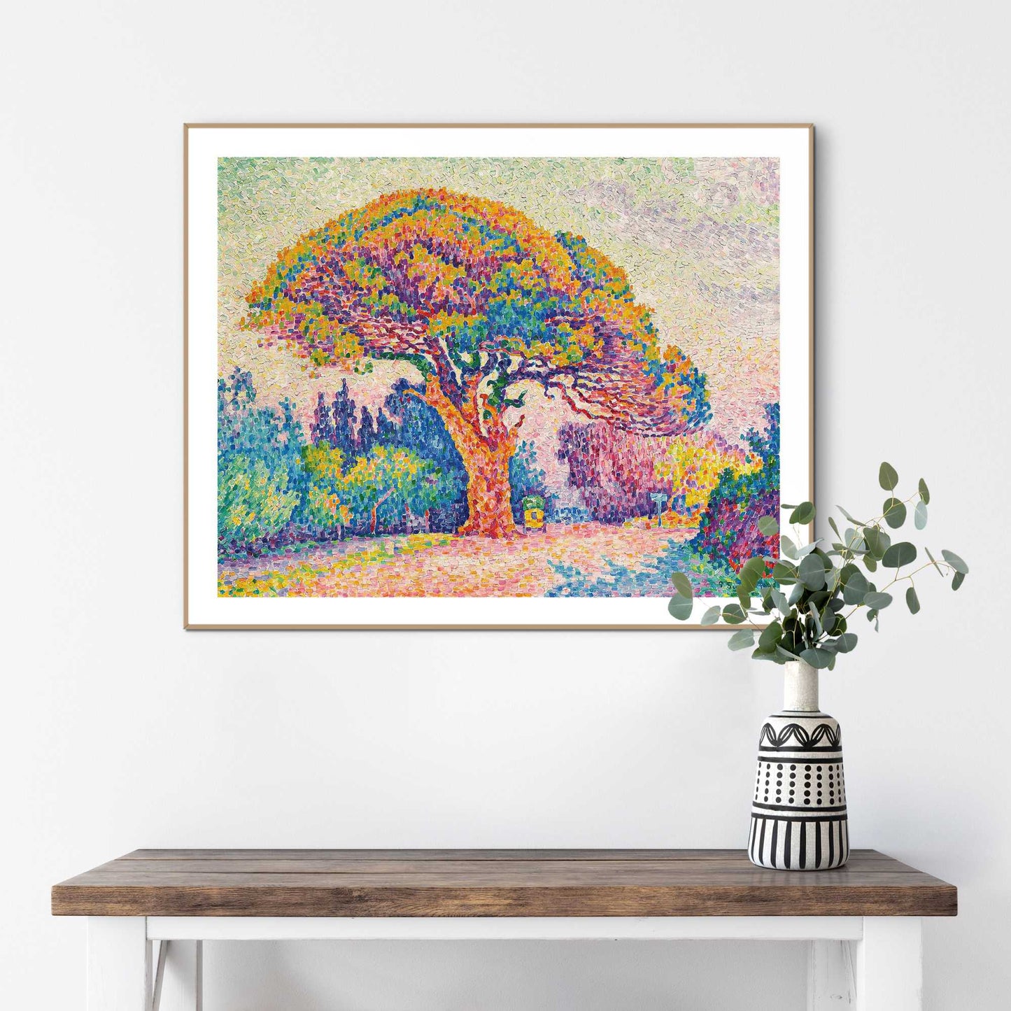 Framed in Wood Paul Signac - pine tree in Saint-Tropez 40x50