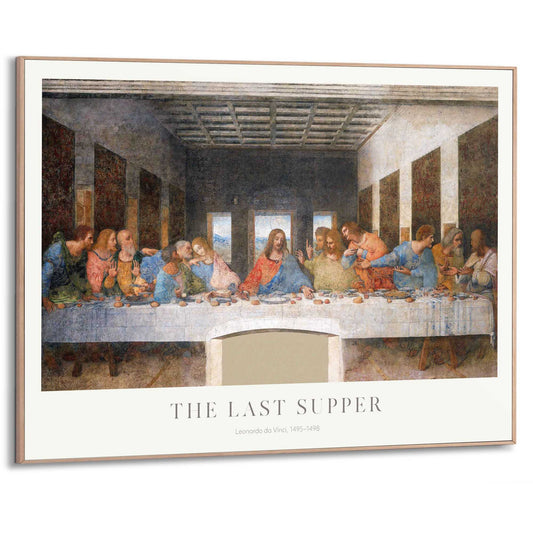 Framed in Wood Leonardo Da Vinci - the last supper 50x70
