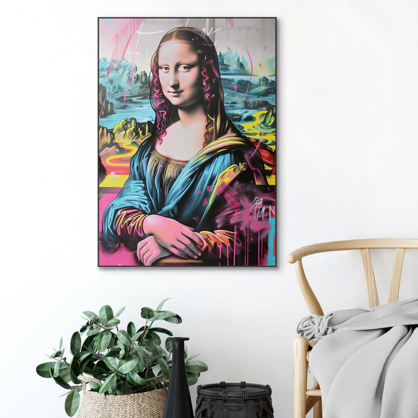 Framed in Black Mona Lisa Colourful 70x50