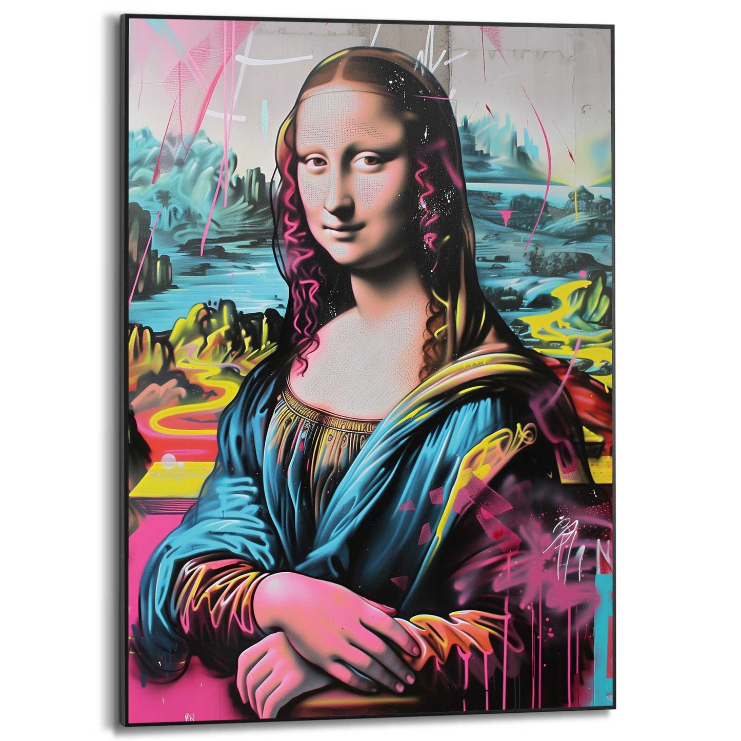 Framed in Black Mona Lisa Colourful 70x50