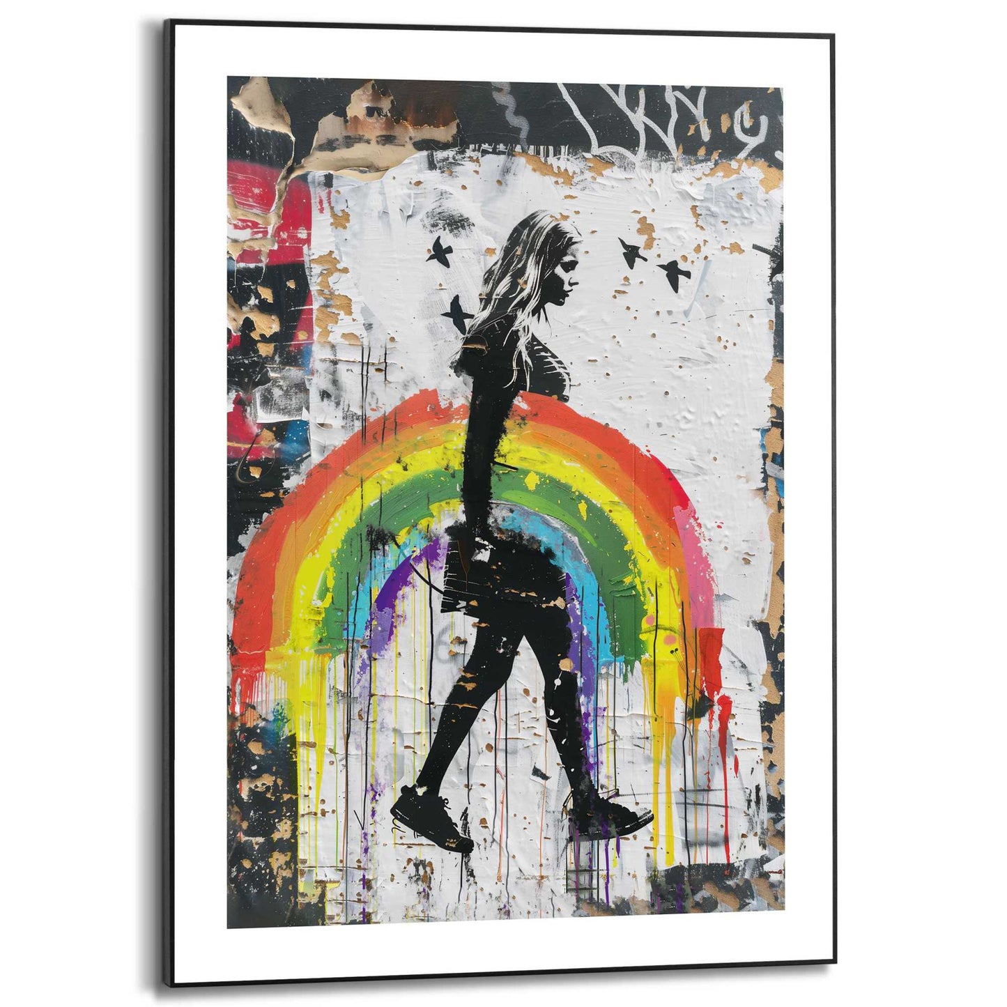 Framed in Black Love Rain Girl 70x50