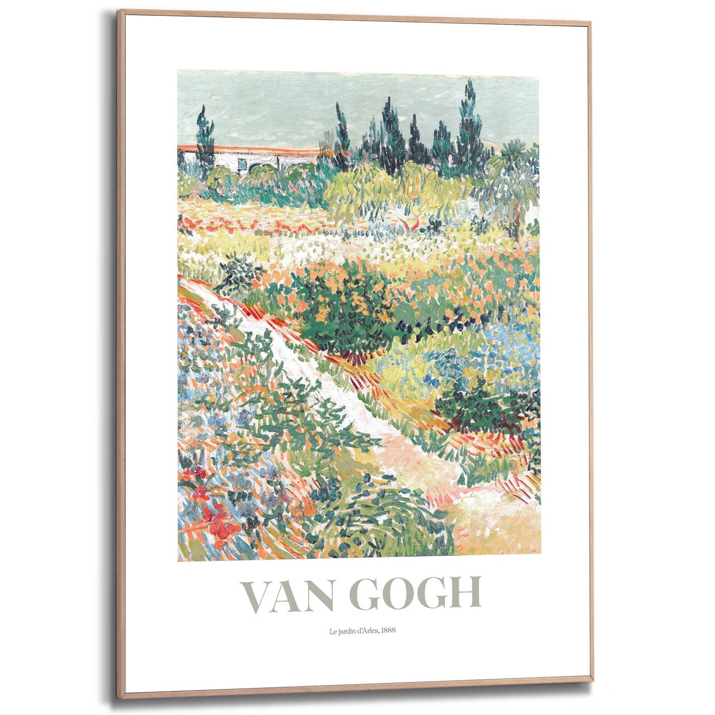 Framed in Wood Van Gogh - garden de Arles in springtime 70x50