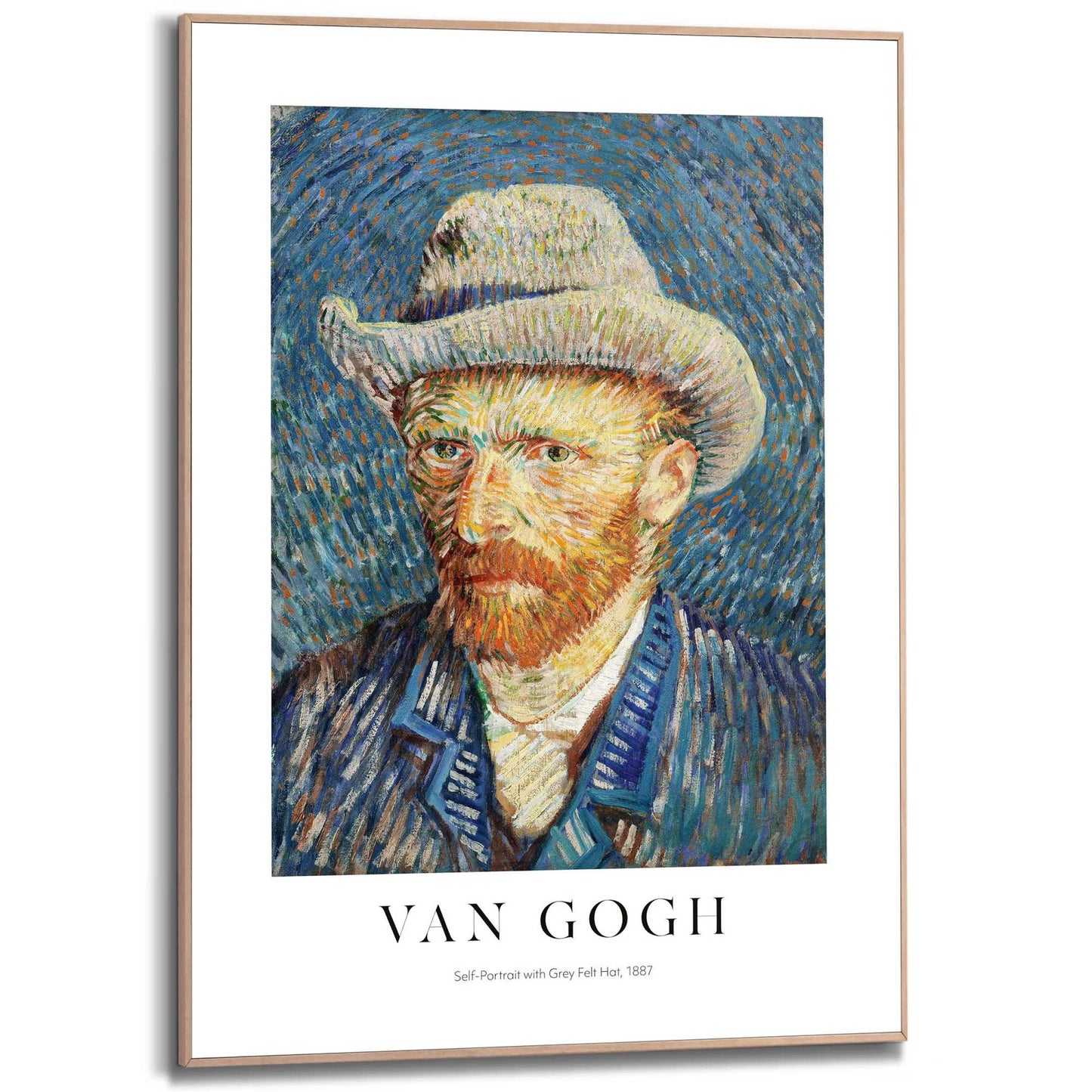 Framed in Wood Van Gogh - self portrait 70x50