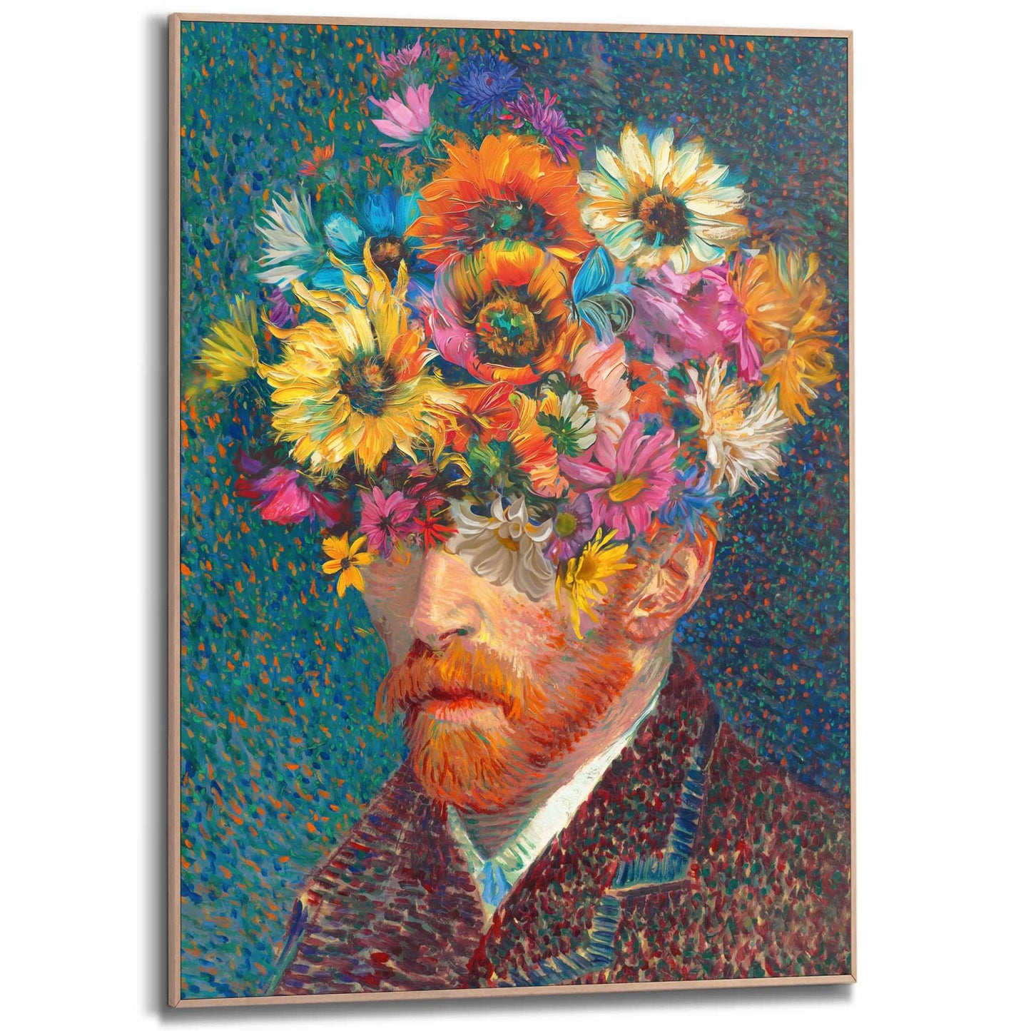 Framed in Wood Van Gogh - self portrait art edition 70x50
