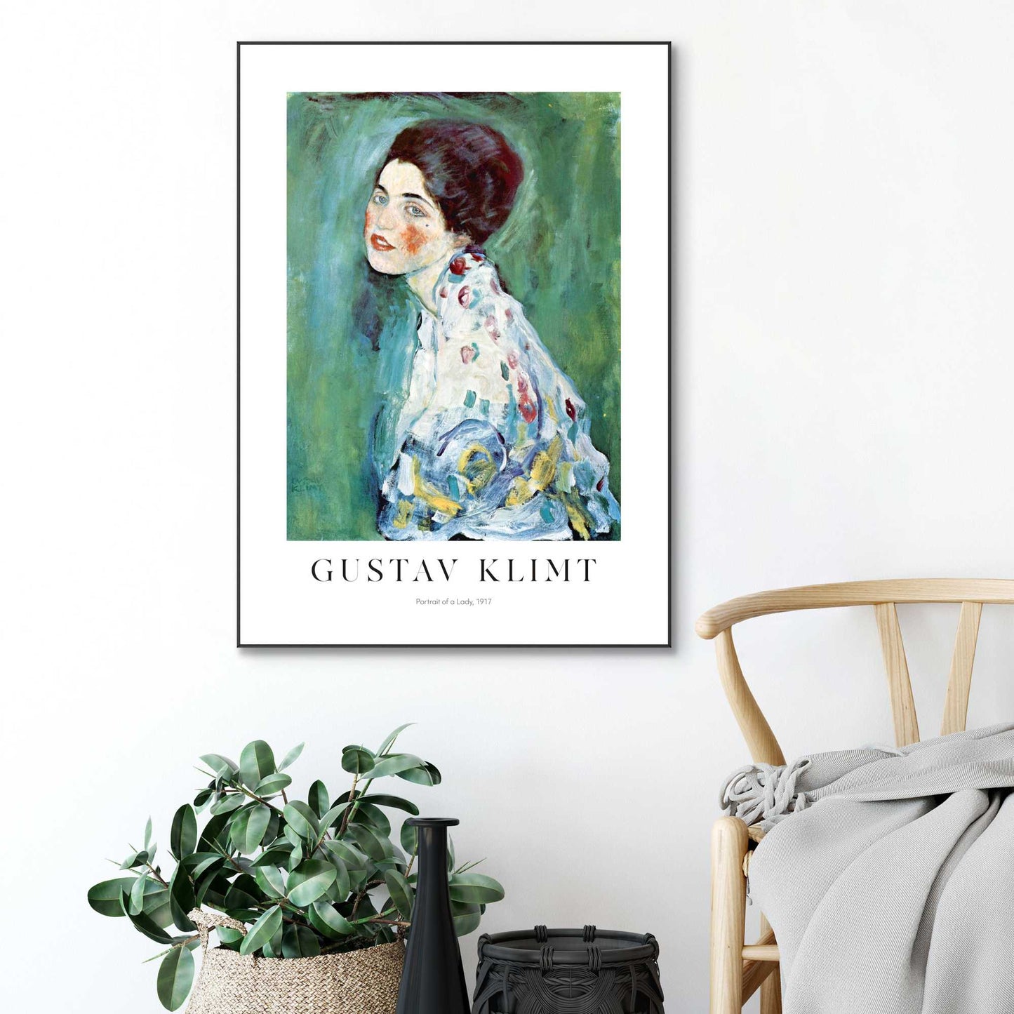 Framed in Black Gustav Klimt - lady portrait 70x50
