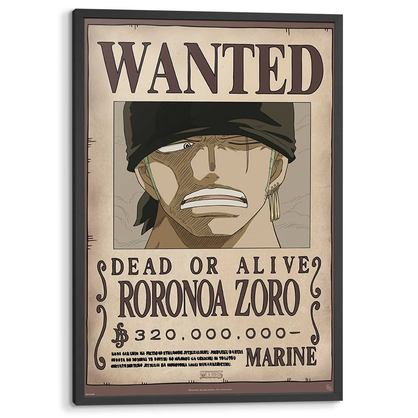Framed poster One Piece - wanted Zoro 94x63