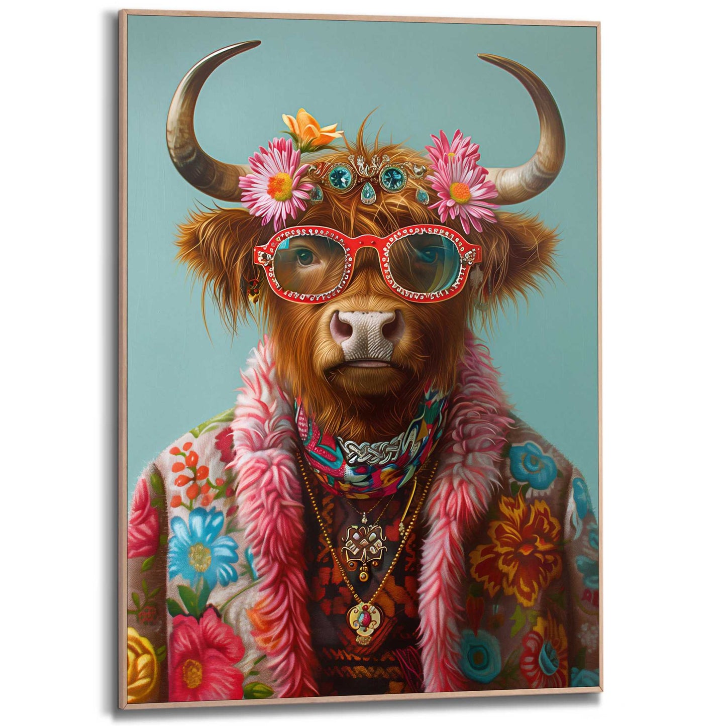 Framed in Wood Hippie Highlander 70x50